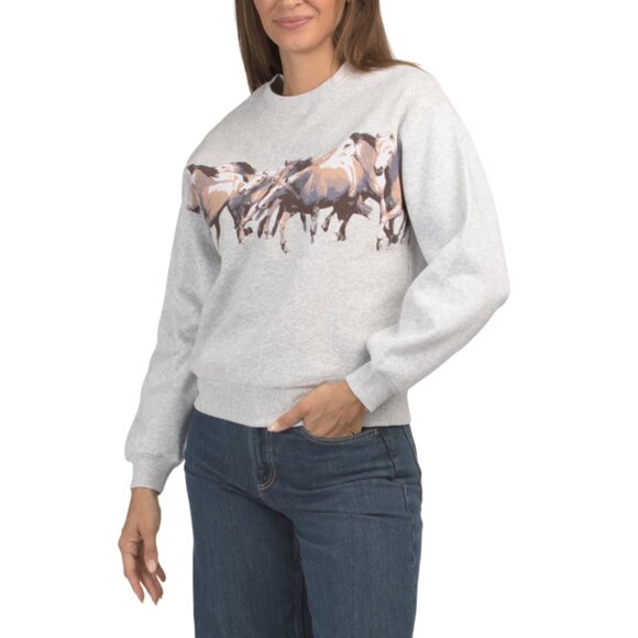 LAZY SUNDAY Chrome Horse Printed Sweatshirt - Picture 1 of 2